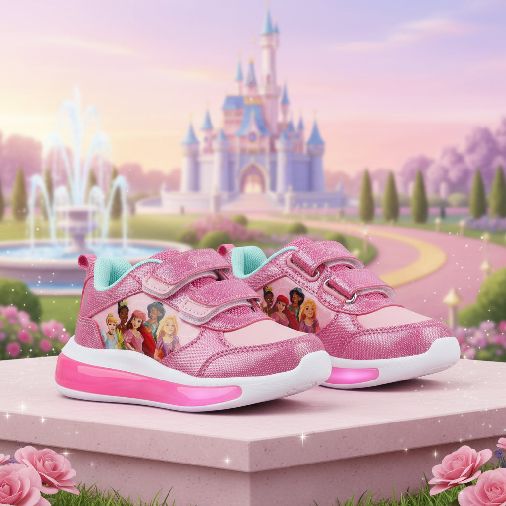 Disney Princess Character Light-Up Trainers – Kids’ Hook-and-Loop Shoes