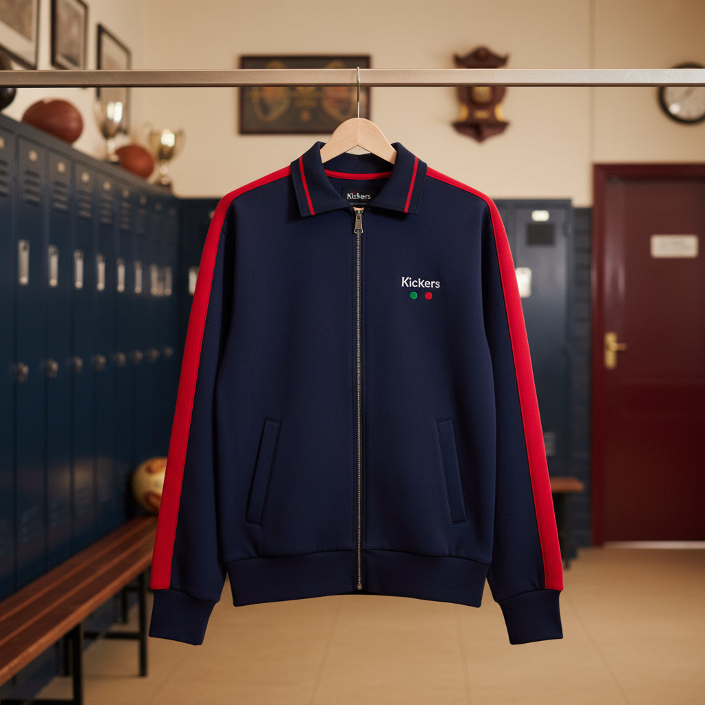 Kickers Zip-Up Jersey Jacket – French Navy with Red Stripe
